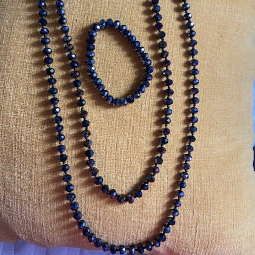 Crystals Sparkly Black Necklace and Bracelet